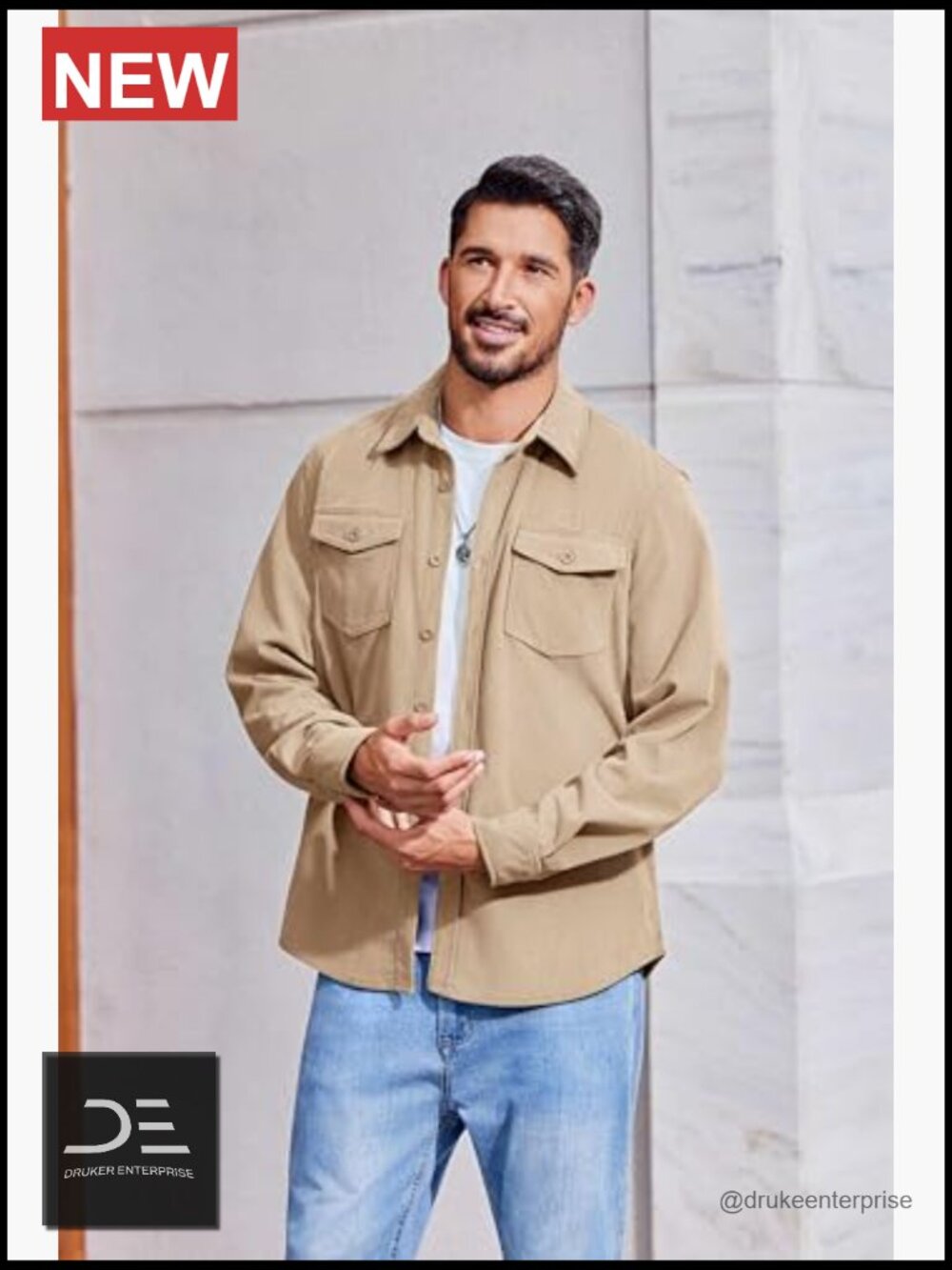 Corduroy Button Down Shirt Jacket Lightweight Overshirt with Flap Pockets - Picture 4 of 7